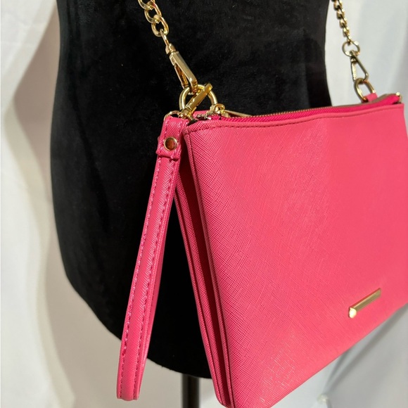 Pink Crossgrain Double Top Zip Convertible Clutch Crossbody Bag, Pink - Picture 3 of 9